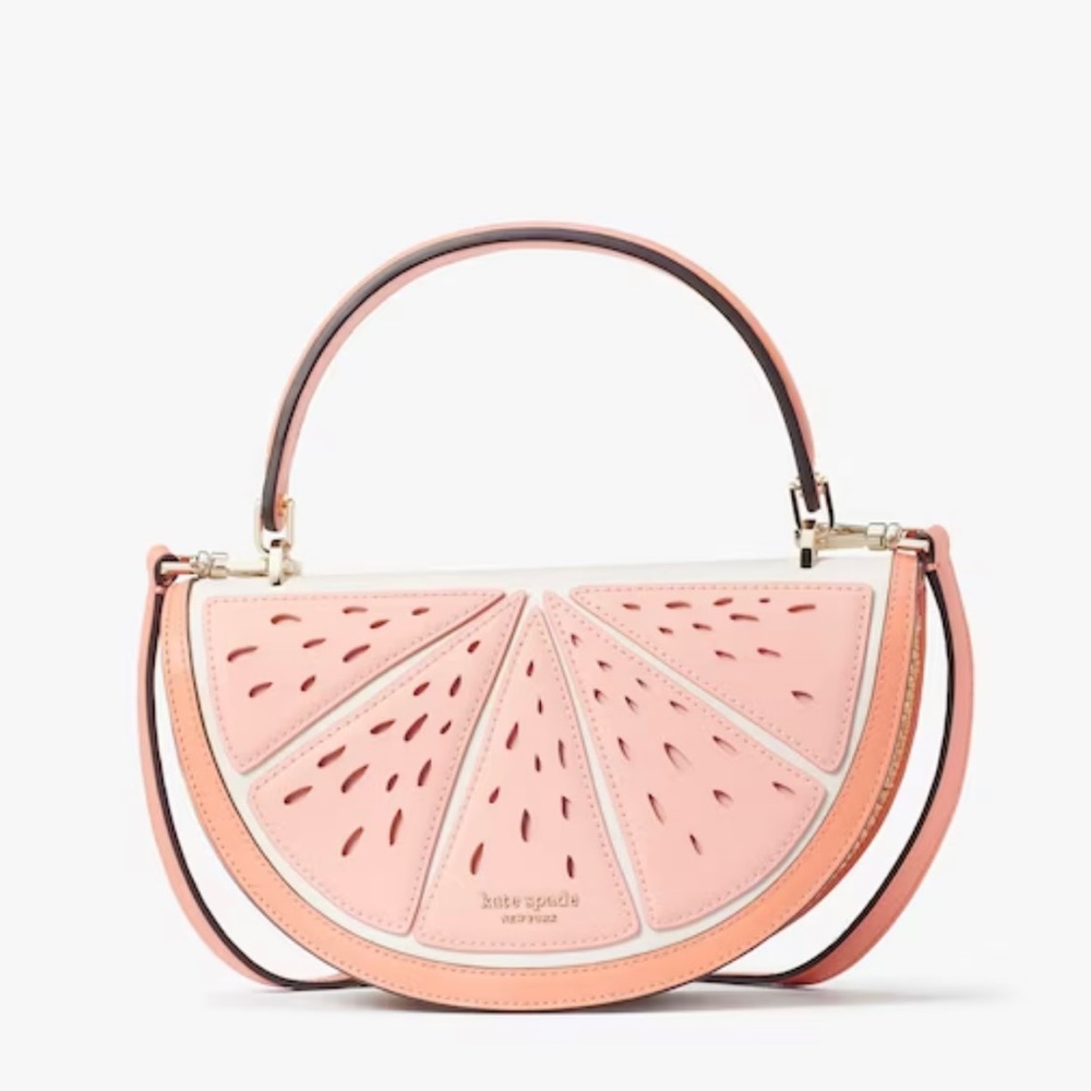 NWT! Kate Spade ♠️ Squeeze Wicker 3d Grapefruit  Crossbody/Top Handle Bag